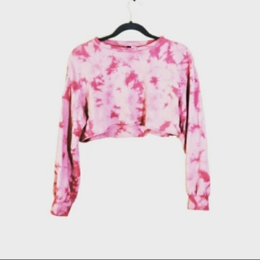 💜NEW TIE DYE DIVIDED CROPPED SWEATER